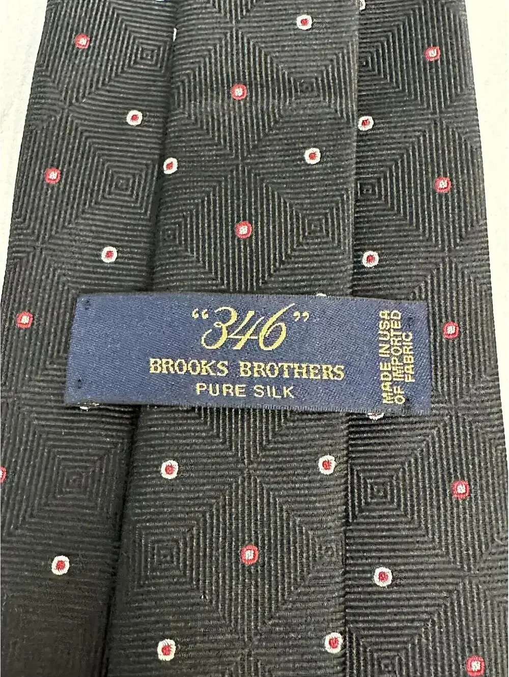 Brooks Brothers classic black/red/white micro dot/geometric silk necktie